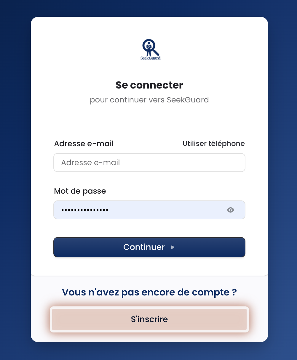 Écran de connexion du portail recruteur sur ordinateur, mettant en évidence les champs Adresse e-mail et Mot de passe, ainsi que le bouton Se connecter au centre.